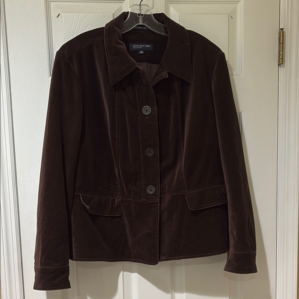 Jones New York Brown Corduroy Blazer Tailored Fit
